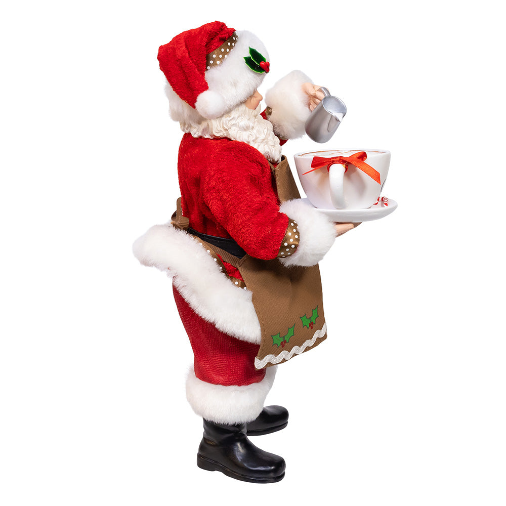Fabriche Santa with Coffee Cup and Creamer 10.5"
