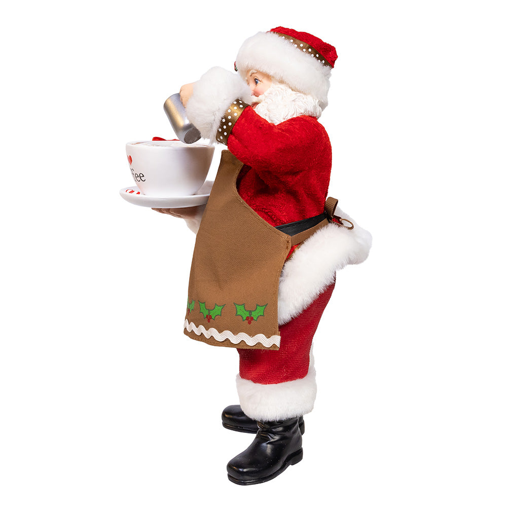 Fabriche Santa with Coffee Cup and Creamer 10.5"