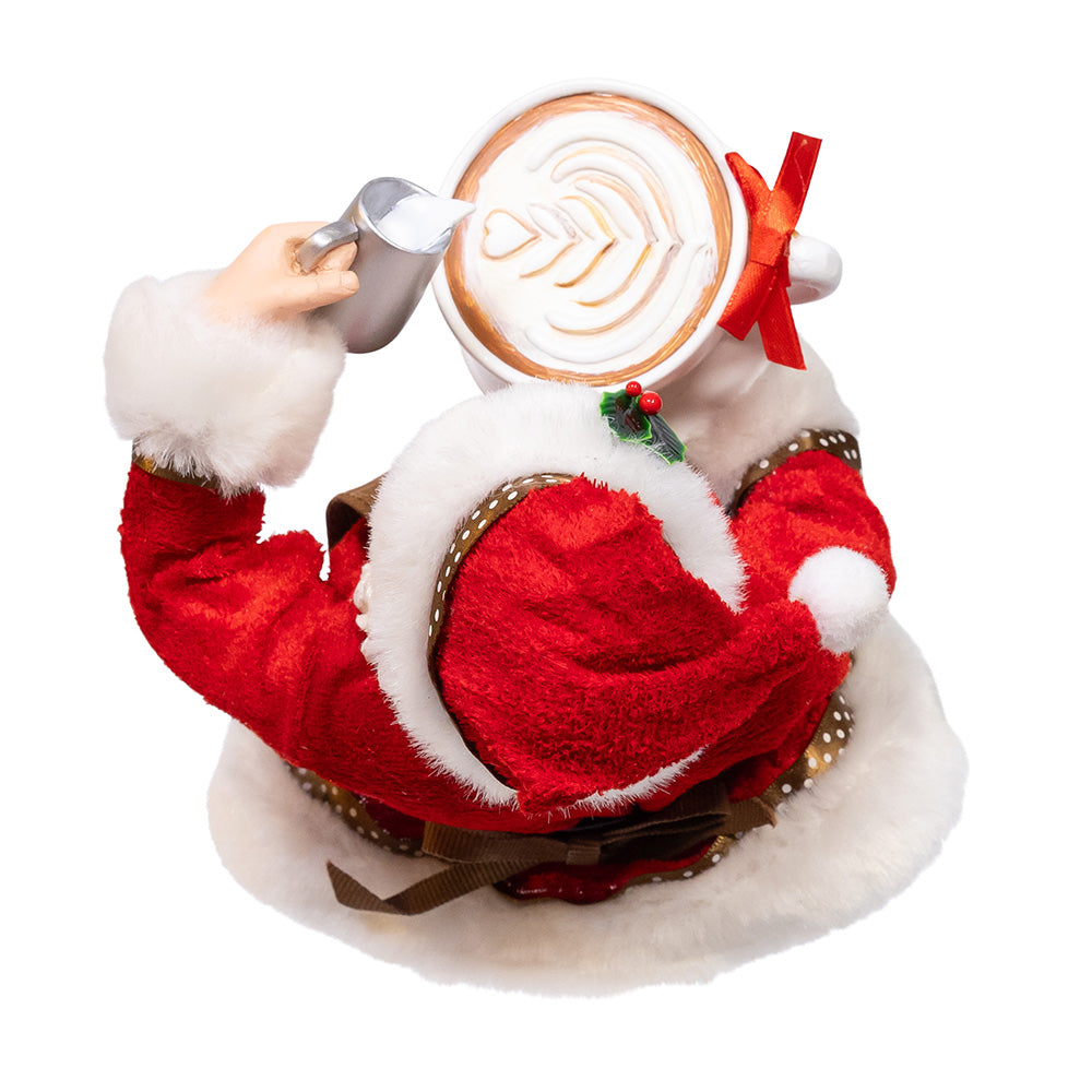 Fabriche Santa with Coffee Cup and Creamer 10.5"