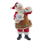 Fabriche Santa with Coffee Cup and Creamer 10.5"