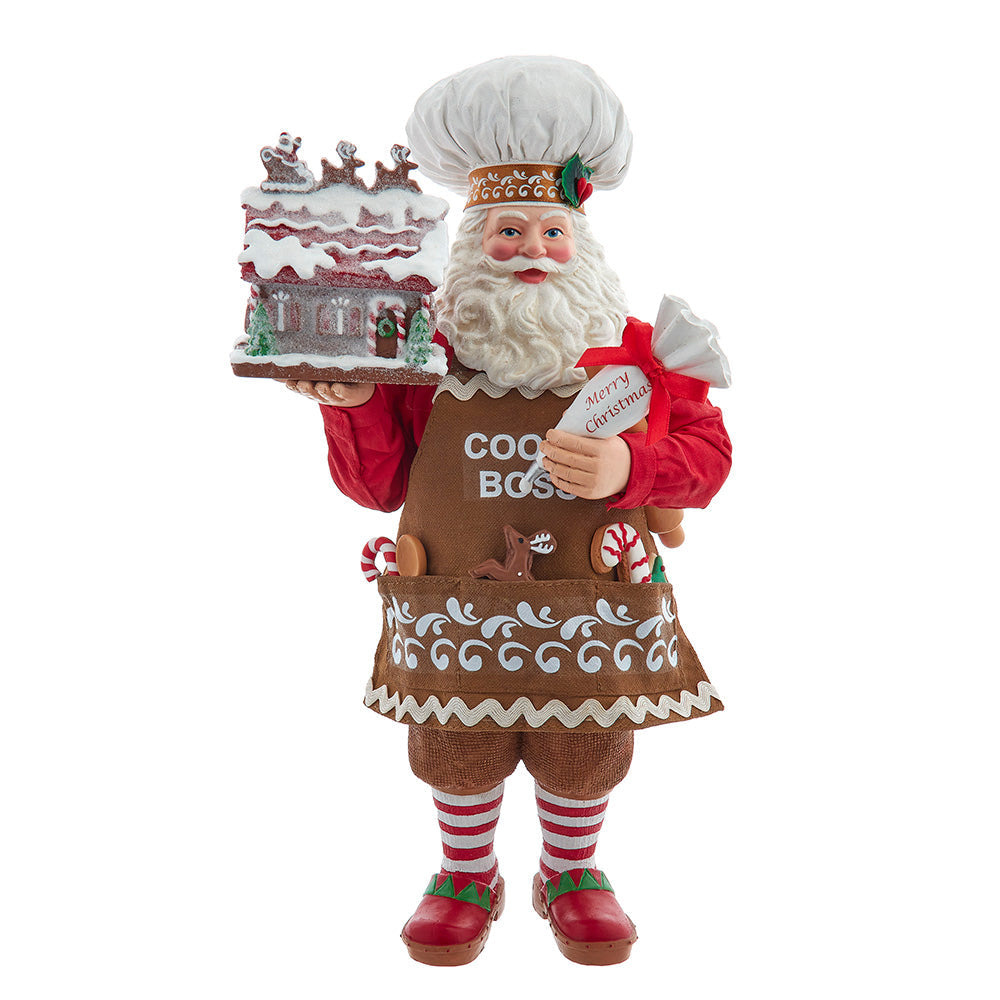 Fabriché Chef Santa Decorating Gingerbread House 10.5 Inches