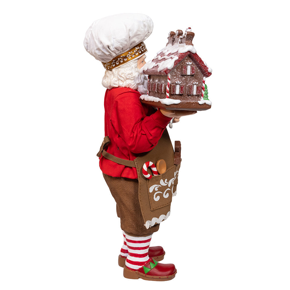 Fabriché Chef Santa Decorating Gingerbread House 10.5 Inches