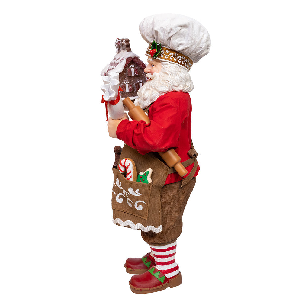 Fabriché Chef Santa Decorating Gingerbread House 10.5 Inches