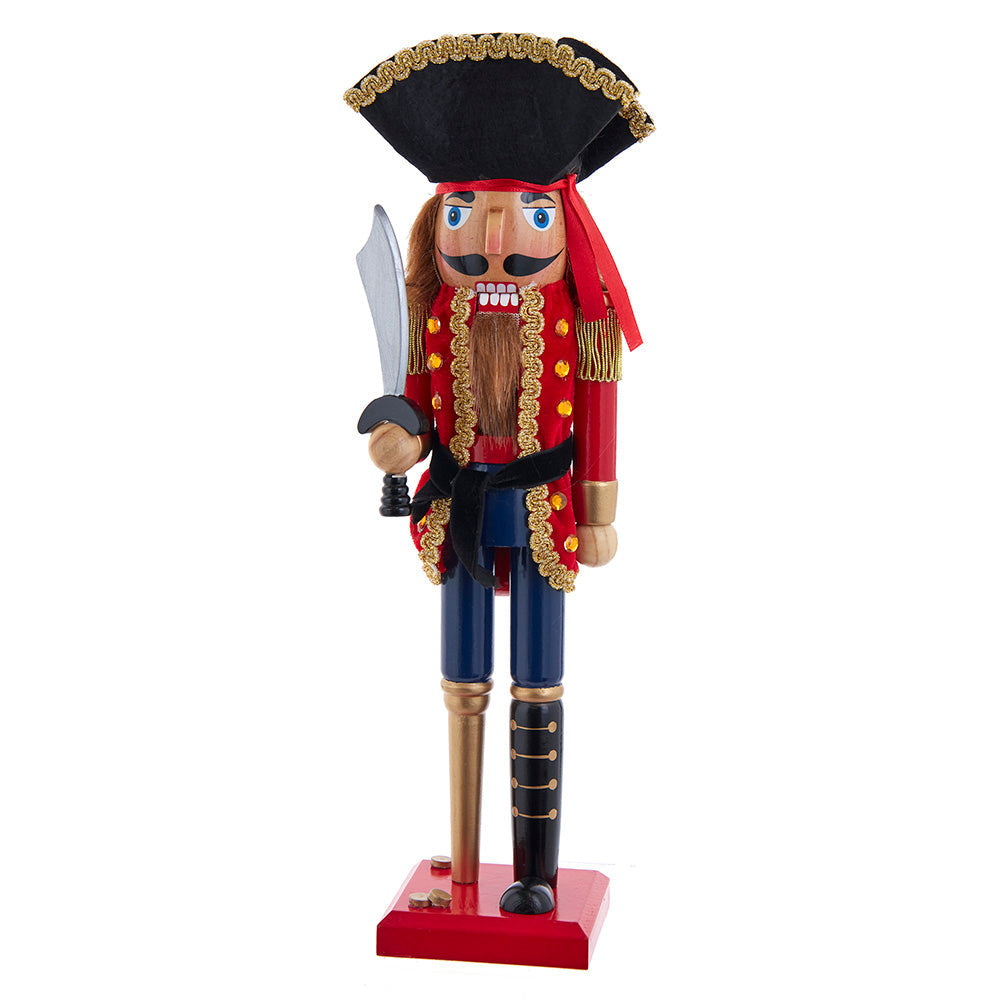 Peg-Leg Pete Pirate Wooden Nutcracker 15 Inches