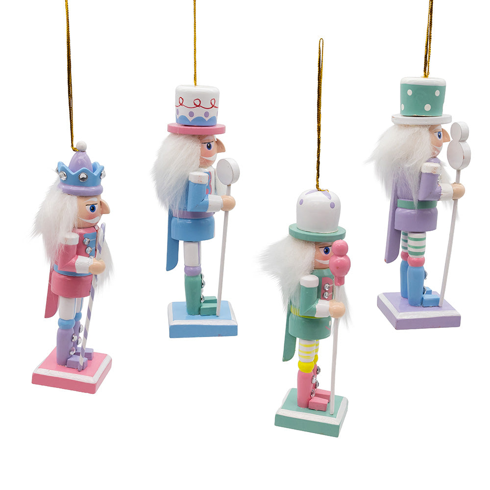 Candy Colored Nutcracker Wooden Ornaments 5" Set of 4