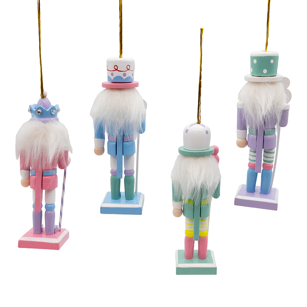 Candy Colored Nutcracker Wooden Ornaments 5" Set of 4