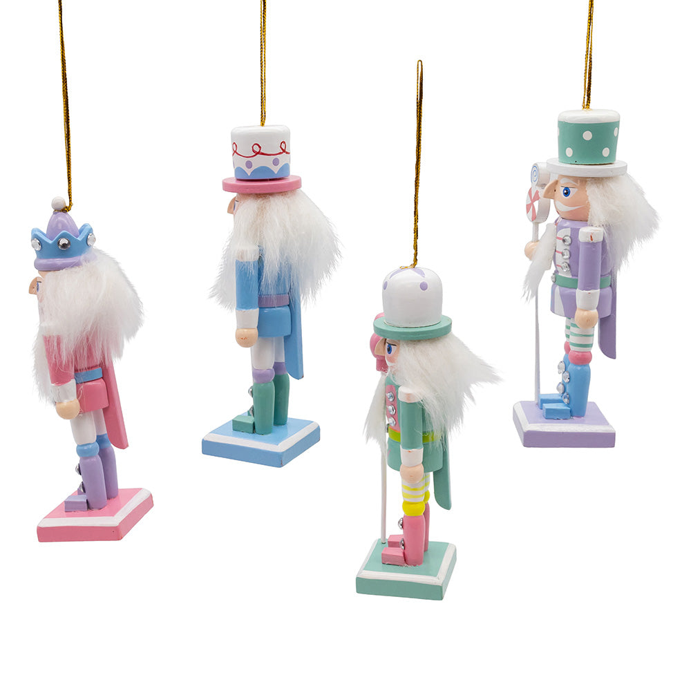 Candy Colored Nutcracker Wooden Ornaments 5" Set of 4