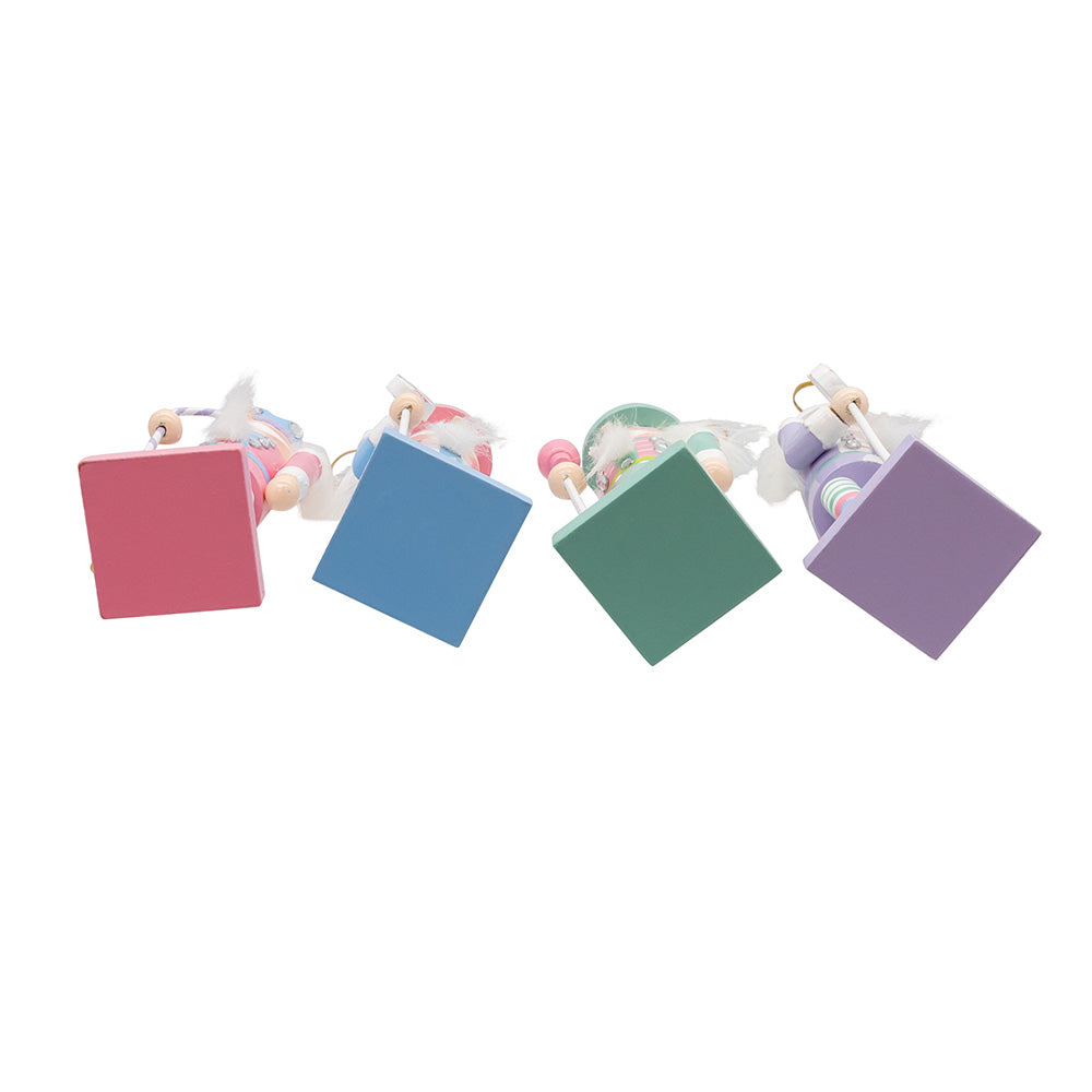 Candy Colored Nutcracker Wooden Ornaments 5" Set of 4