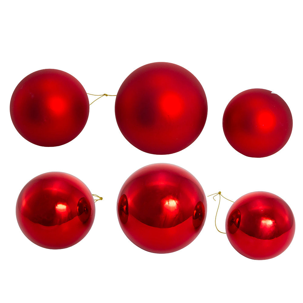 Shiny and Matte Red Ball Glass Ornaments 20 Piece Set 60 to 80 mm Sizes