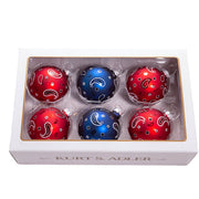 Bandana Style Glass Ball Ornaments 6 Piece Set 80mm