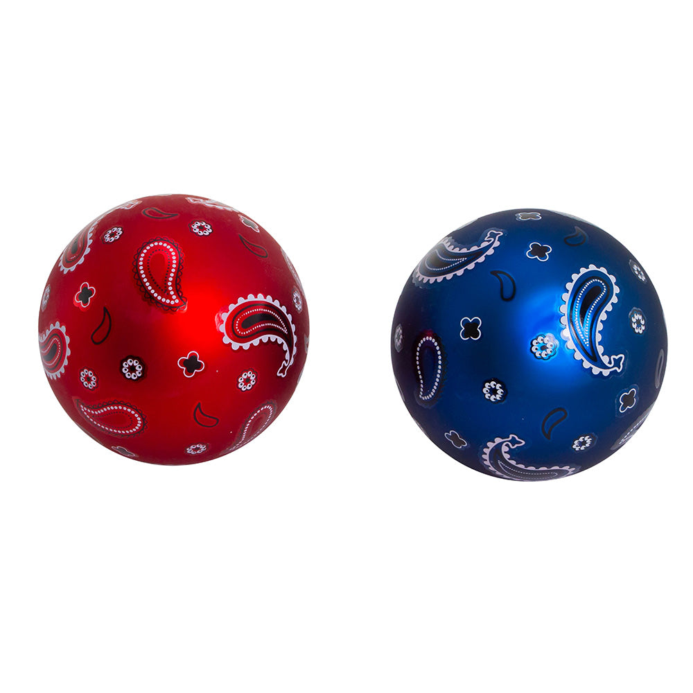 Bandana Style Glass Ball Ornaments 6 Piece Set 80mm