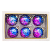 80MM Glass Purple &amp; Blue Peacock Ball Ornaments 80mm Set of 6