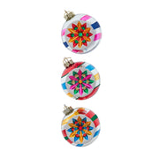 Multi Color Reflector Retro Glass Ornaments 80mm Set of 3
