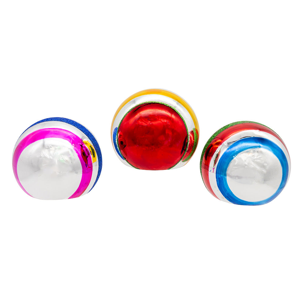 Multi Color Reflector Retro Glass Ornaments 80mm Set of 3