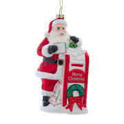 Santa with Mailbox Glass Ornament 5.6"