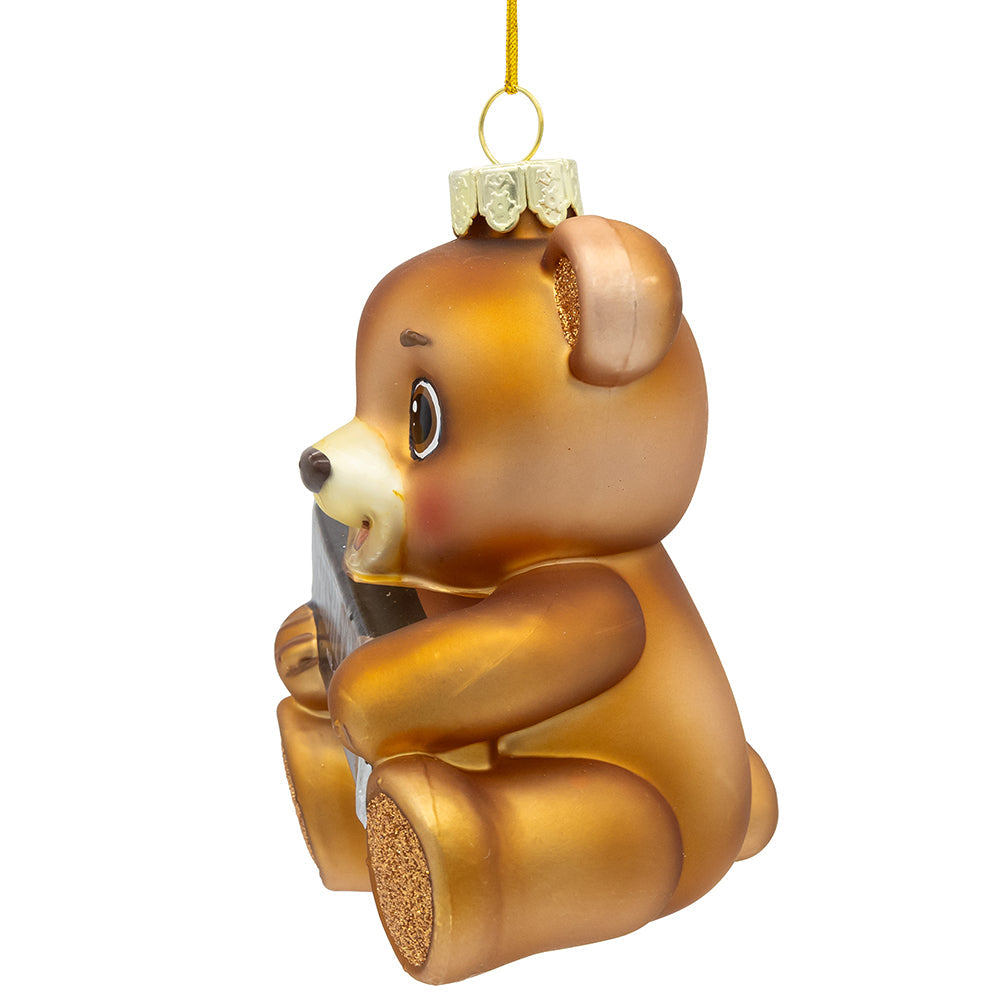 Hershey's Bear Glass Ornament 4"