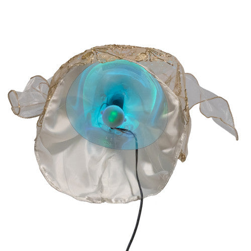 Ivory and Gold Angel Tree Topper LED RGB Fiber Optic 14 Inches