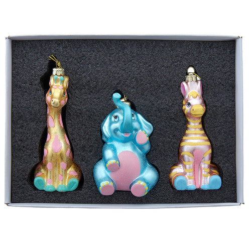 Noble Gems Baby Animal Glass Ornament Set of 3