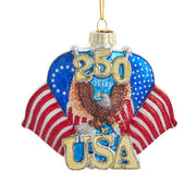 250th U.S.A. Anniversary Flag Glass Ornament