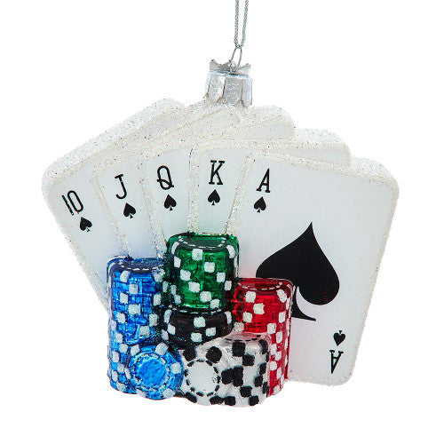 Noble Gems Poker Cards and Chips Ornament 4.375 Inches