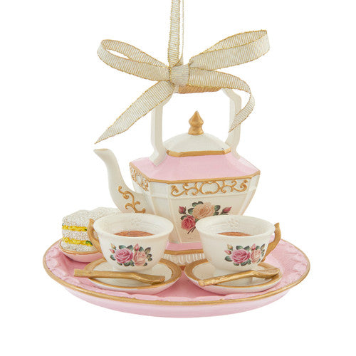 Afternoon Tea Set Rose Pink Ornament 4 Inches