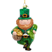 Noble Gems Leprechaun Glass Ornament 5 Inches