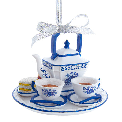 Afternoon Delft Blue Tea Set Ornament 4 Inches