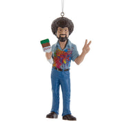 Bob Ross with Paint Splatter Shirt Ornament 5 Inches