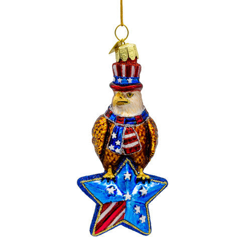 Noble Gems American Eagle Glass Ornament 4.5 Inches