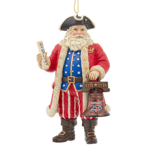 America 250th Anniversary Resin Santa Ornament 5 Inches