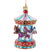 Noble Gems Kids Carousel Glass Ornament 4.5 Inches