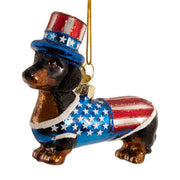 Noble Gems 250th Celebration Dachshund Glass Ornament 3.5 Inches
