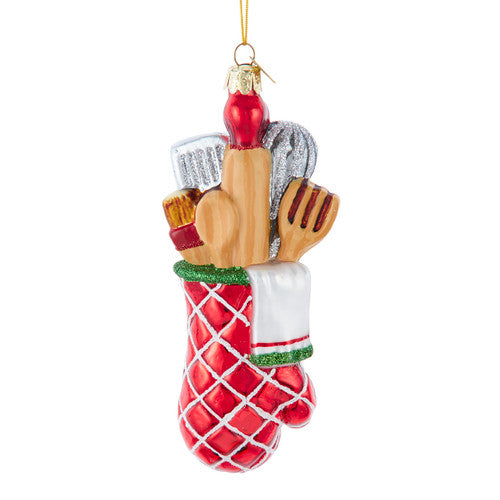 Noble Gems Baking Glove Glass Ornament 5.375 Inches