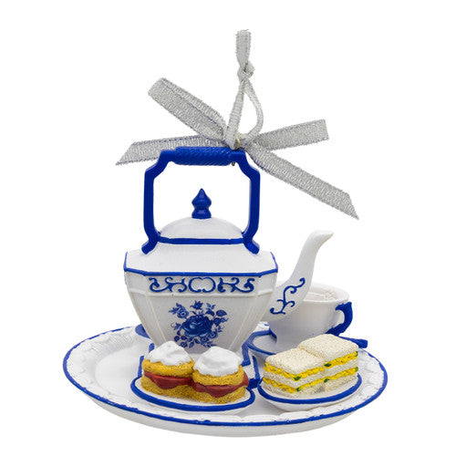 Afternoon Delft Blue Tea Set Ornament 4 Inches