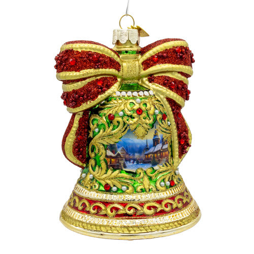 Bellissimo Bell With Scenery Glass Ornament