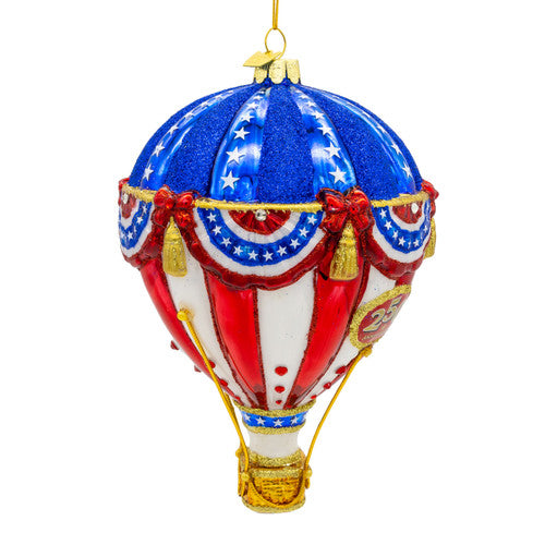 Bellissimo America 250 Hot Air Balloon Glass Ornament 6.5 Inches