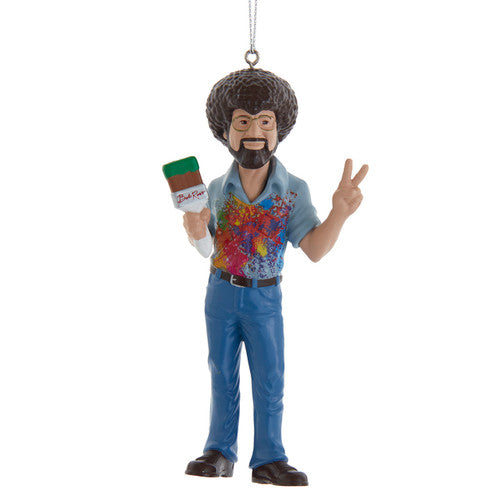 Bob Ross with Paint Splatter Shirt Ornament 5 Inches