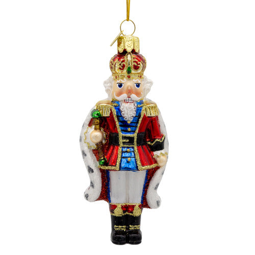 Noble Gems King Nutcracker Glass Ornament 4.75 Inches