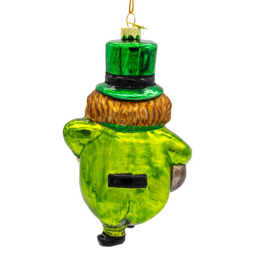 Noble Gems Leprechaun Glass Ornament 5 Inches