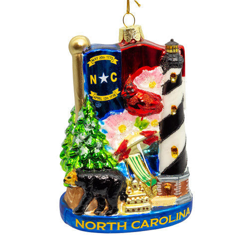 North Carolina Glass Ornament 5 Inches