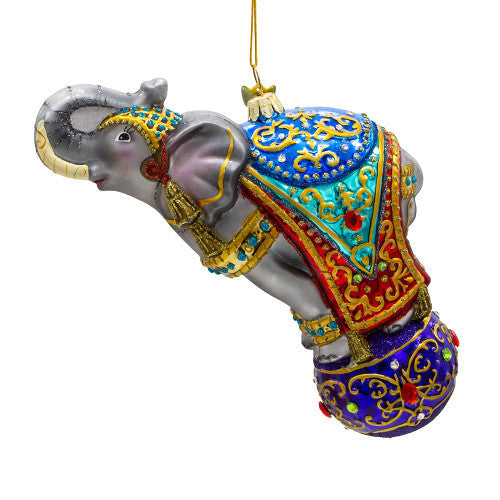 Bellissimo Elephant Glass Ornament 7"