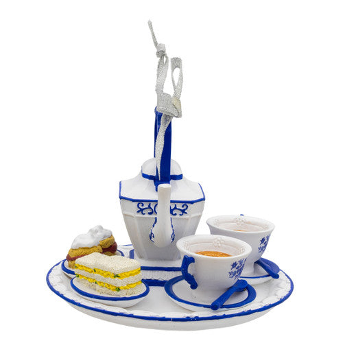 Afternoon Delft Blue Tea Set Ornament 4 Inches