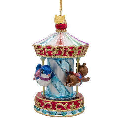 Noble Gems Kids Carousel Glass Ornament 4.5 Inches