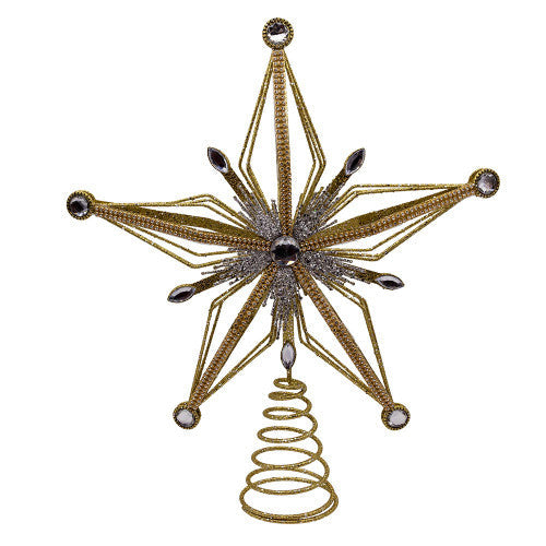 Metal Gold and Silver Star Treetop 12.5 Inches