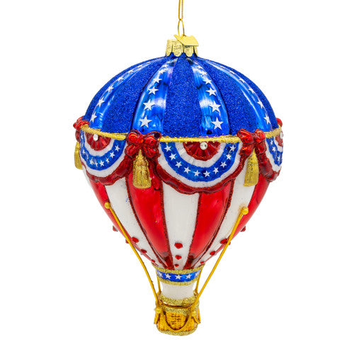 Bellissimo America 250 Hot Air Balloon Glass Ornament 6.5 Inches