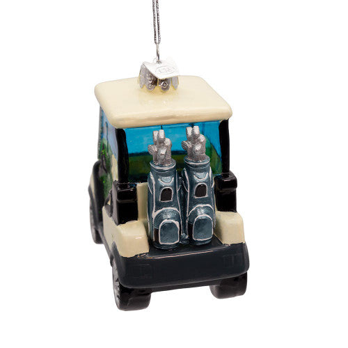 Noble Gems Golf Cart Glass Ornament 4 Inches