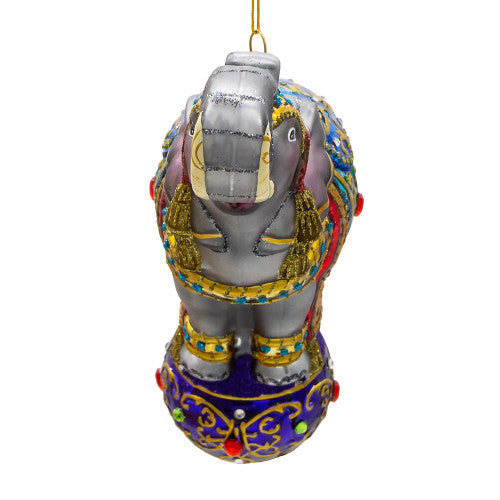 Bellissimo Elephant Glass Ornament 7"