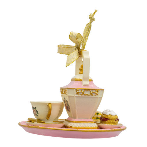 Afternoon Tea Set Rose Pink Ornament 4 Inches