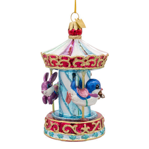 Noble Gems Kids Carousel Glass Ornament 4.5 Inches