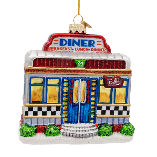 Noble Gems Retro Diner Glass Ornament 4.5 Inches